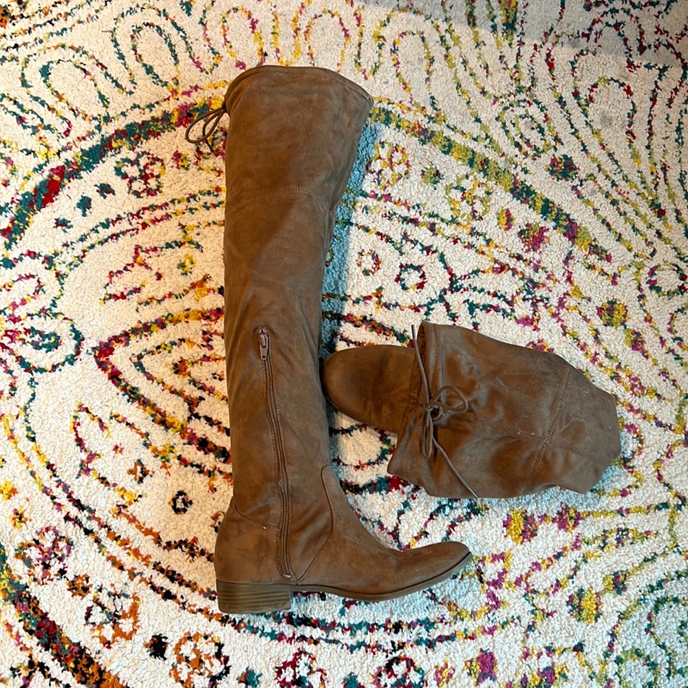 Suede over the knee tan boots
